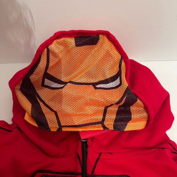 Iron man Marvel Full Zip Hooded Jacket Boys Size XL (14/16) Red/Multicolor - Picture 6 of 10